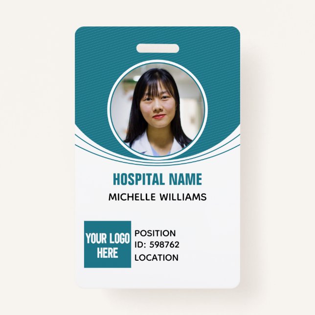 Custom employee photo name logo ID ID Badge (Front)