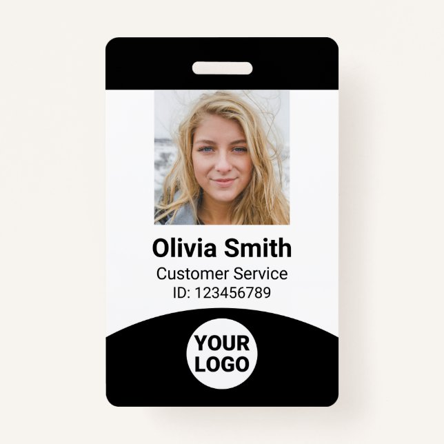 Custom Employee Photo Name Role ID Logo Barcode ID Badge (Front)