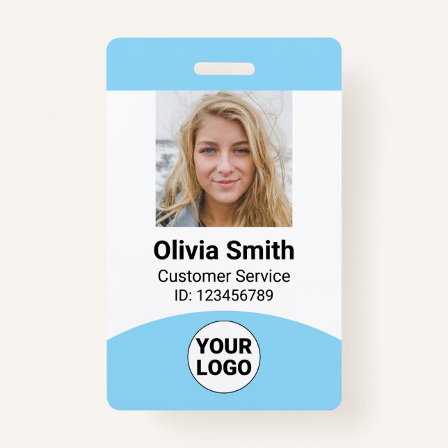 Custom Employee Photo Name Role ID Logo Barcode ID Badge (Front)