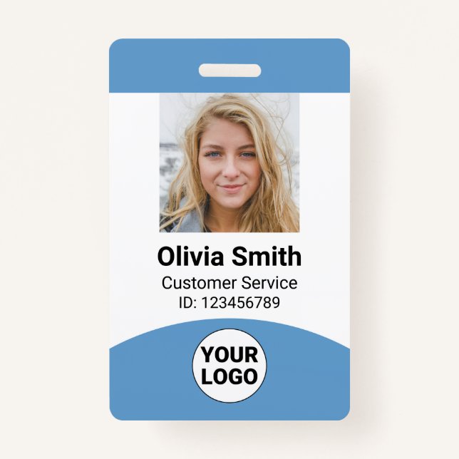 Custom Employee Photo Name Role ID Logo Barcode ID Badge (Front)