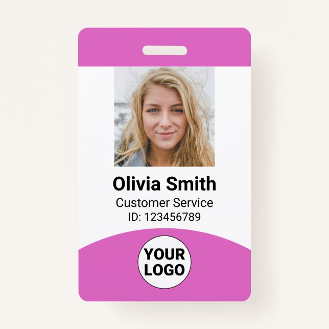 Custom Employee Photo Name Role ID Logo Barcode ID Badge (Front)