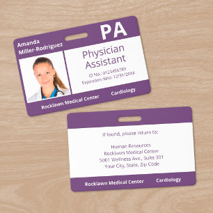 Custom Employee Photo Purple Hospital ID Badge