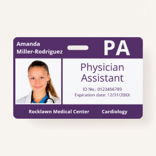 Custom Employee Photo Purple Hospital ID ID Badge