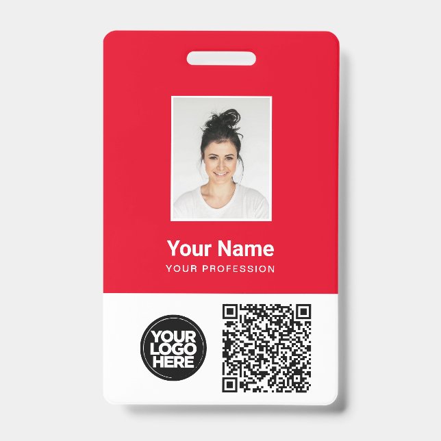 Custom Employee Photo, Qr and Bar Code, Logo, Name ID Badge (Front)