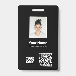Custom Employee Photo, Qr and Bar Code, Logo, Name ID Badge