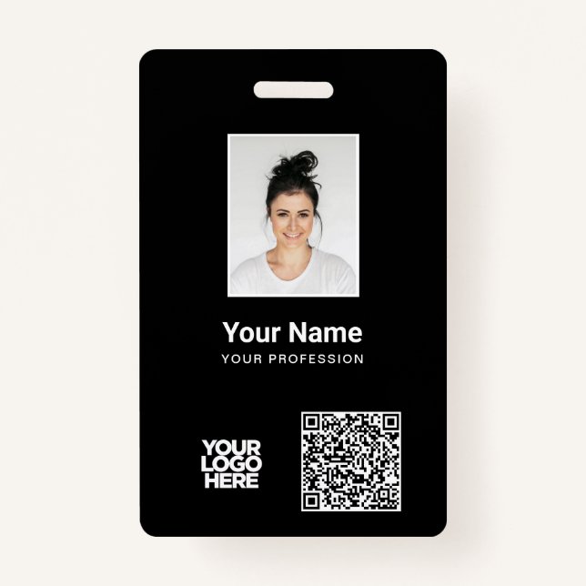 Custom Employee Photo, Qr and Bar Code, Logo, Name ID Badge (Front)