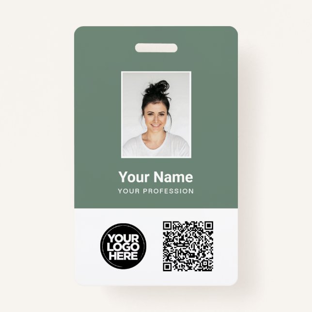 Custom Employee Photo, Qr and Bar Code, Logo, Name ID Badge (Front)