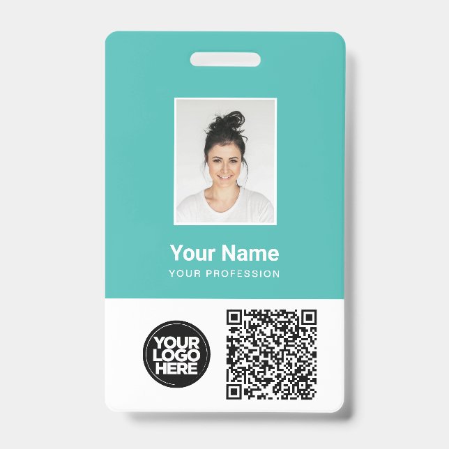 Custom Employee Photo, Qr and Bar Code, Logo, Name ID Badge (Front)