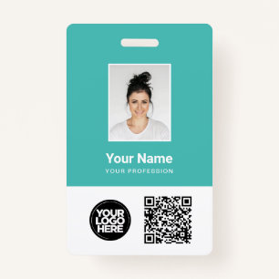 Custom Employee Photo, Qr and Bar Code, Logo, Name ID Badge