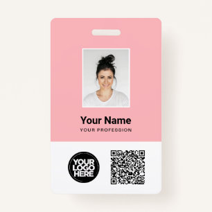 Custom Employee Photo, Qr and Bar Code, Logo, Name ID Badge
