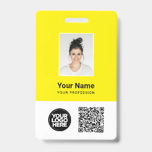 Custom Employee Photo, Qr and Bar Code, Logo, Name ID Badge