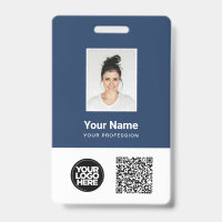 Custom Employee Photo, Qr and Bar Code, Logo, Name