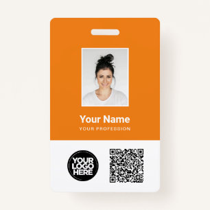 Custom Employee Photo, Qr and Bar Code, Logo, Name ID Badge