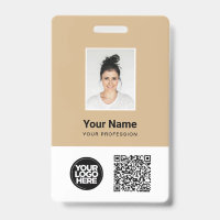 Custom Employee Photo, Qr and Bar Code, Logo, Name