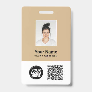 Custom Employee Photo, Qr and Bar Code, Logo, Name ID Badge