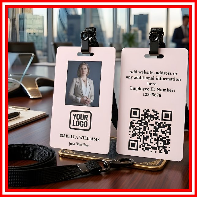 Custom Employee Photo, QR Code, Logo, Name Badge ID Badge (Creator Uploaded)