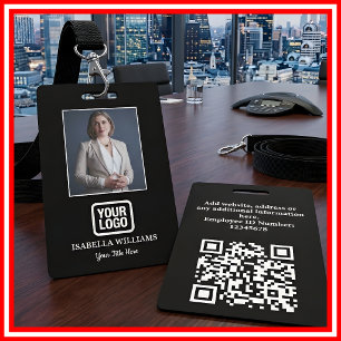 Custom Employee Photo, QR Code, Logo, Name Badge ID Badge