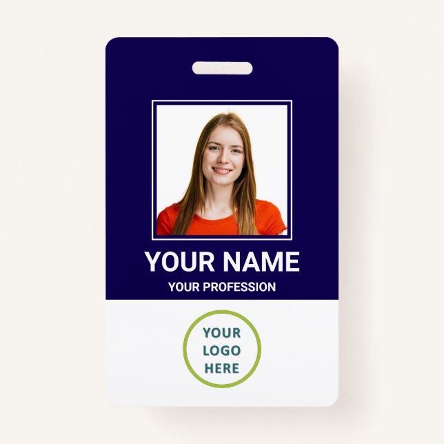 Custom Employee Photo, Qr Code, Logo, Name ID Badge (Front)