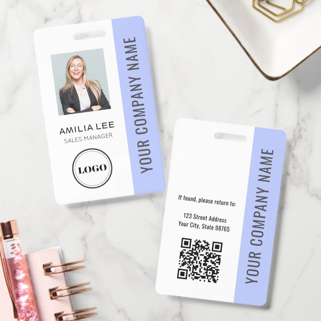 Custom Employee Photo, Qr Code, Logo, Name ID Badge (Office)