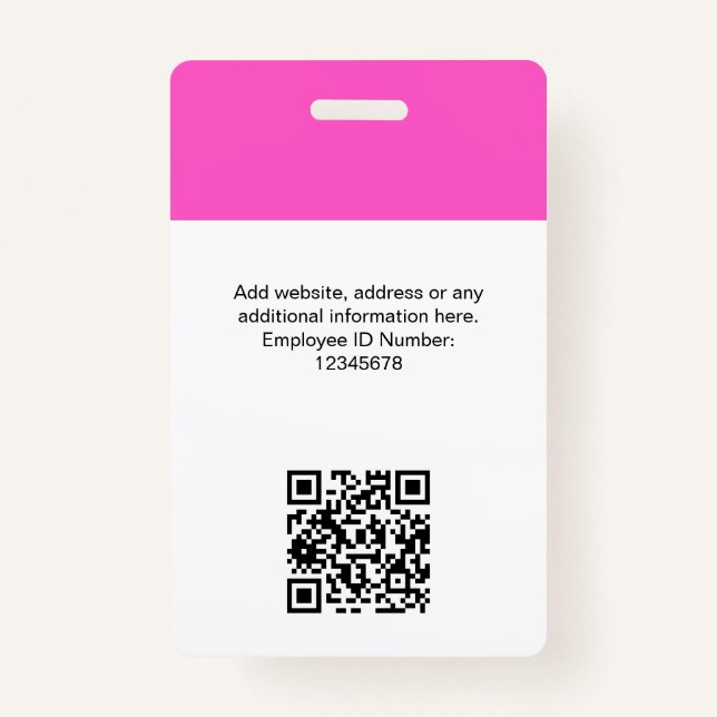 Custom Employee Photo, Qr Code, Logo, Name ID Badge (Back)