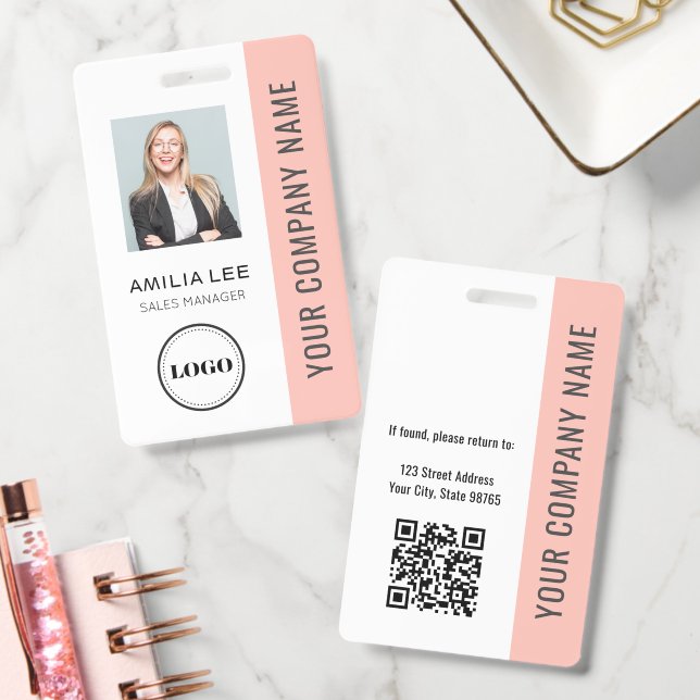 Custom Employee Photo, Qr Code, Logo, Name ID Badge (Office)