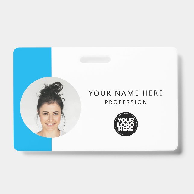 Custom Employee Photo, QR Code, Logo, Name ID Badge (Front)