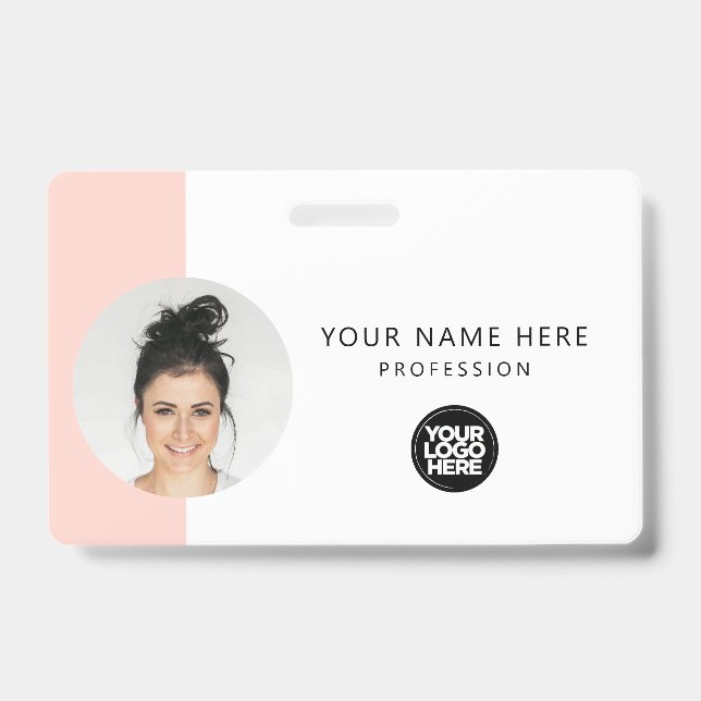 Custom Employee Photo, QR Code, Logo, Name ID Badge (Front)