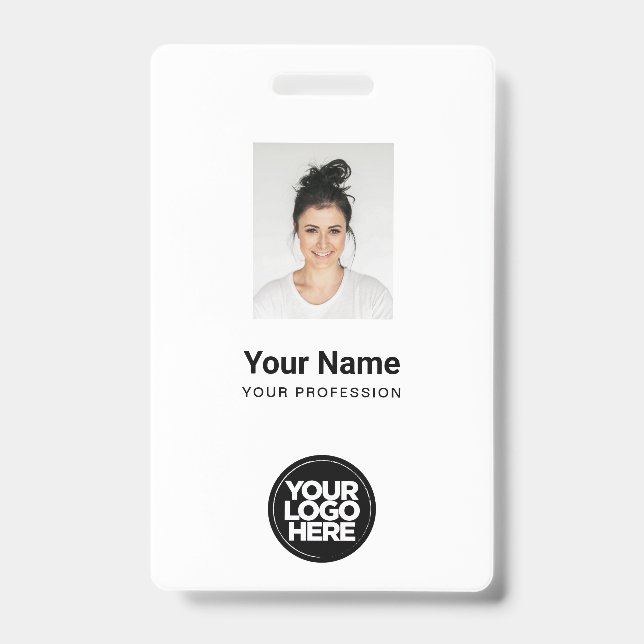 Custom Employee Photo, Qr Code, Logo, Name ID Badge (Front)