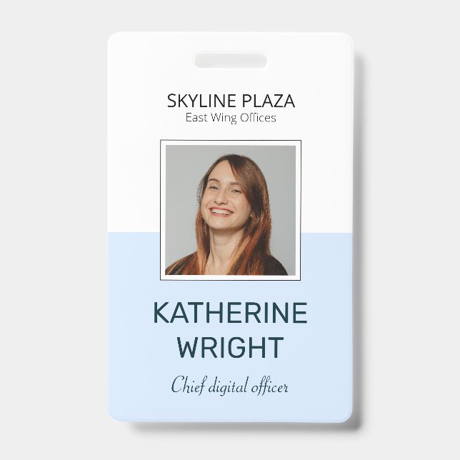 Custom Employee Photo Square ID Name Badge (Front)