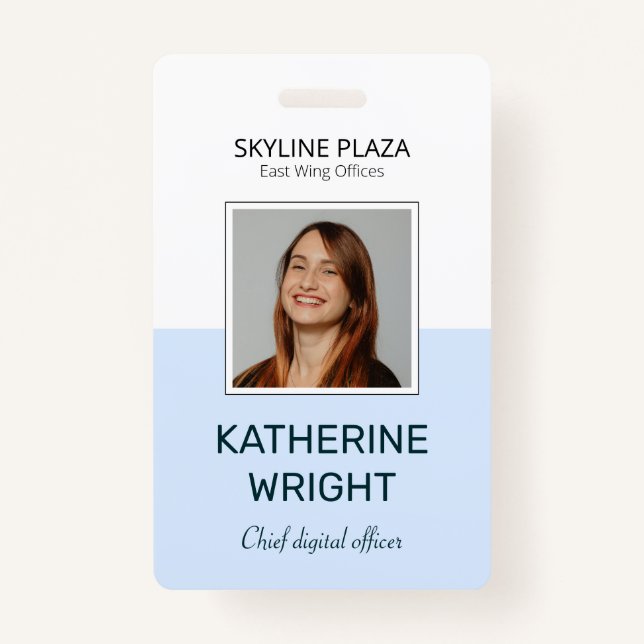 Custom Employee Photo Square ID Name ID Badge (Front)