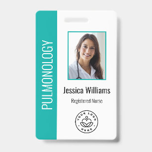 Custom Employee Photo Teal White Medical ID Badge