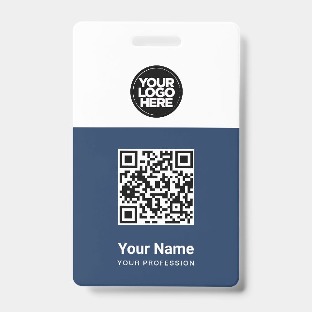 Custom Employee Qr Code, Bar Code, Logo, Name ID Badge (Front)