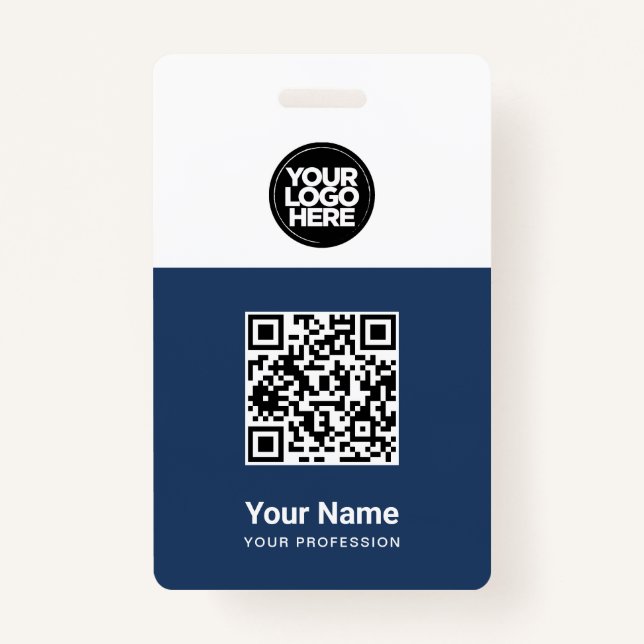 Custom Employee Qr Code, Bar Code, Logo, Name ID Badge (Front)