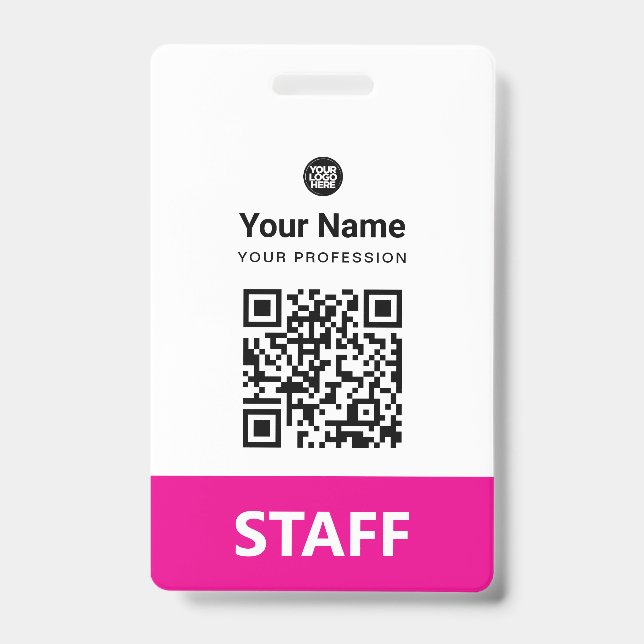 Custom Employee Qr Code, Bar Code, Logo, Name ID Badge (Front)