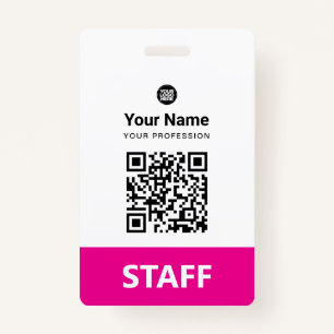 Custom Employee Qr Code, Bar Code, Logo, Name ID Badge