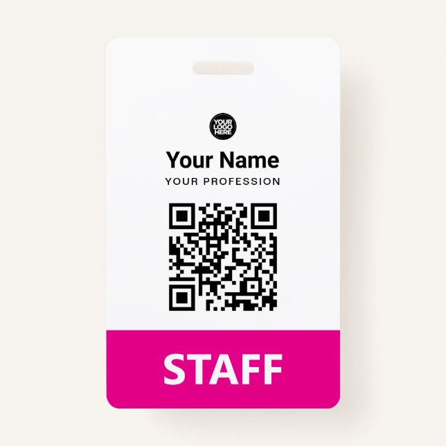 Custom Employee Qr Code, Bar Code, Logo, Name ID Badge (Front)