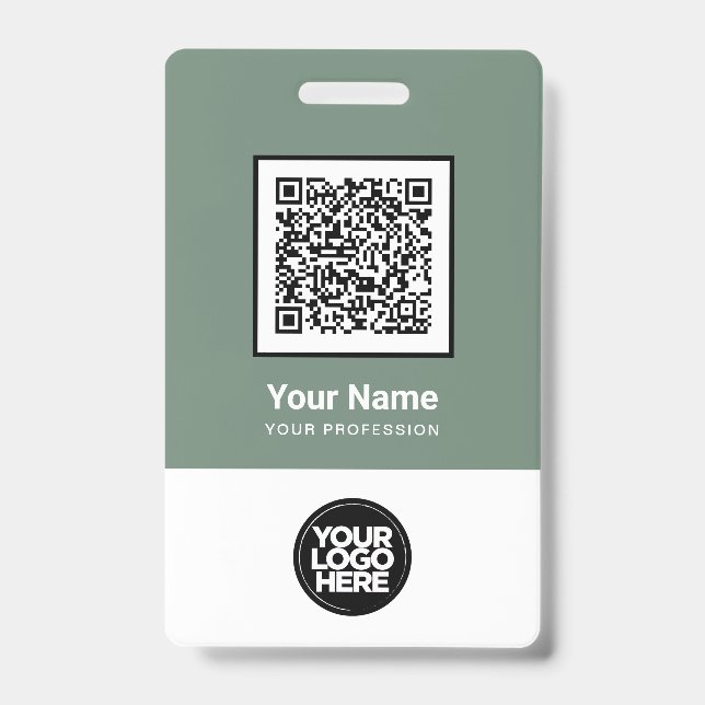 Custom Employee Qr Code Bar Code Logo Name ID Badge (Front)