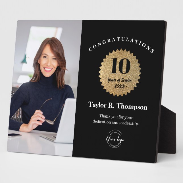 Custom Employee Recognition Photo 10 Year service  Plaque (Side)