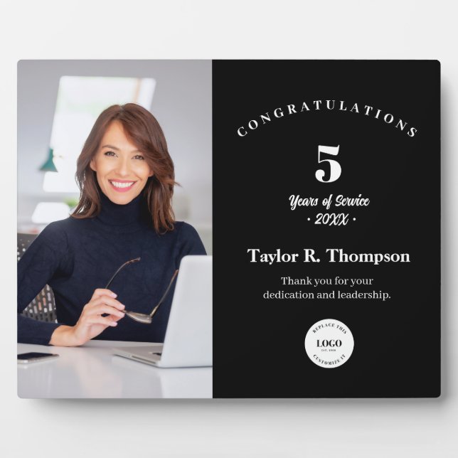 Custom Employee Recognition Photo 5 Year service  Plaque (Front)