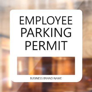 Custom Employee Resident Parking Permit Business Window Cling