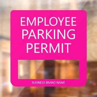 Custom Employee Resident Parking Permit Business Window Cling