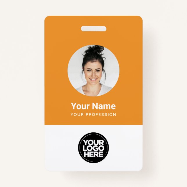 Custom Employee Round Photo Logo Name ID Badge (Front)