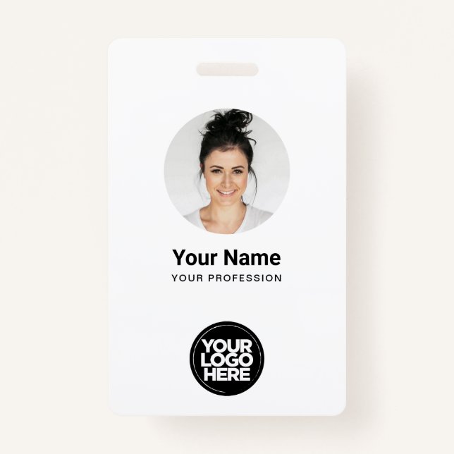 Custom Employee Round Photo Logo Name ID Badge (Front)