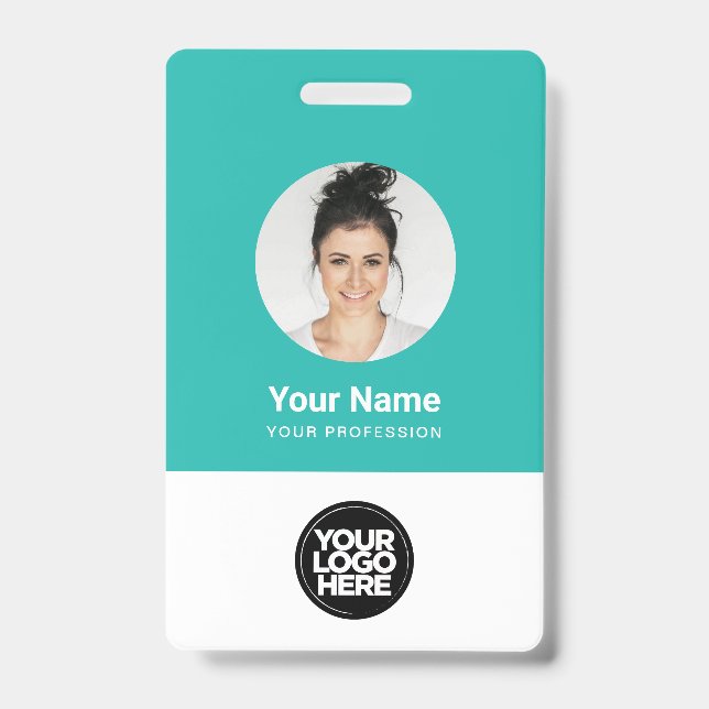 Custom Employee Round Photo Logo Name ID Badge (Front)