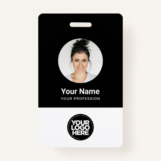 Custom Employee Round Photo Logo Name ID Badge (Front)