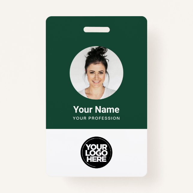 Custom Employee Round Photo Logo Name ID Badge (Front)