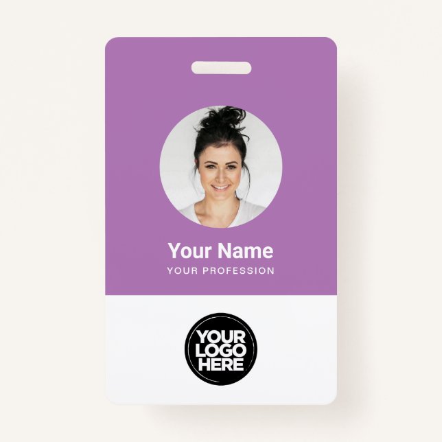 Custom Employee Round Photo Logo Name ID Badge (Front)