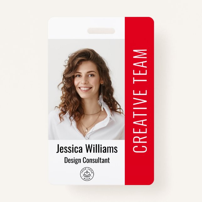 Custom Employee Staff Name Logo Bar Code Photo ID  ID Badge (Front)