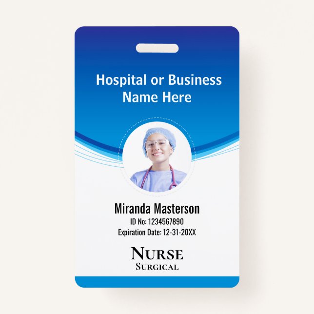 Custom Employee Staff Name Logo Barcode Photo ID ID Badge (Front)