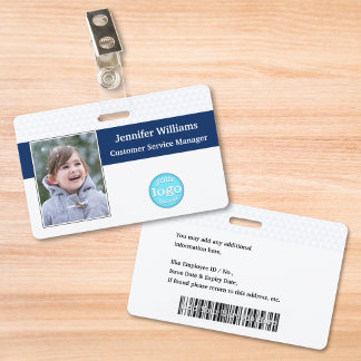 Custom Employee Staff Photo Name Logo Barcode ID Badge